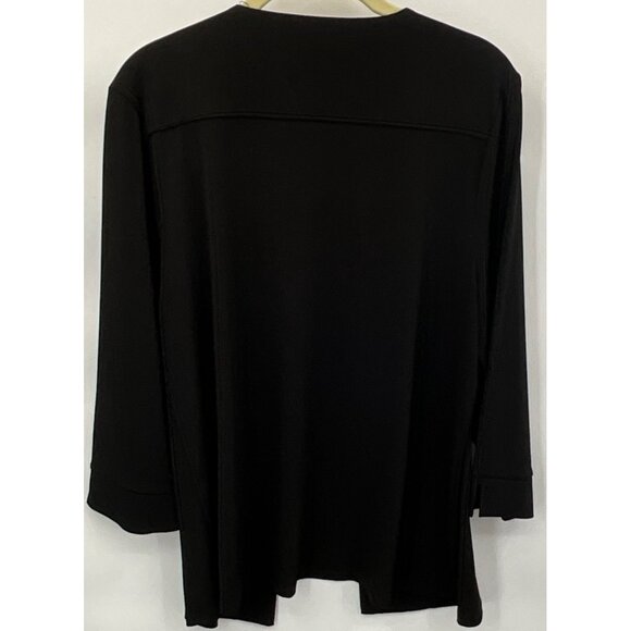 Ivanka Trump Large Black Open-Front Cardigan Jacket Zipper Pockets - Picture 4 of 6